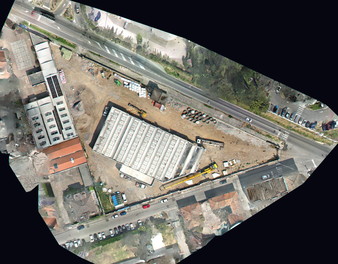 The same construction site as a plain RGB orthophoto of the later survey